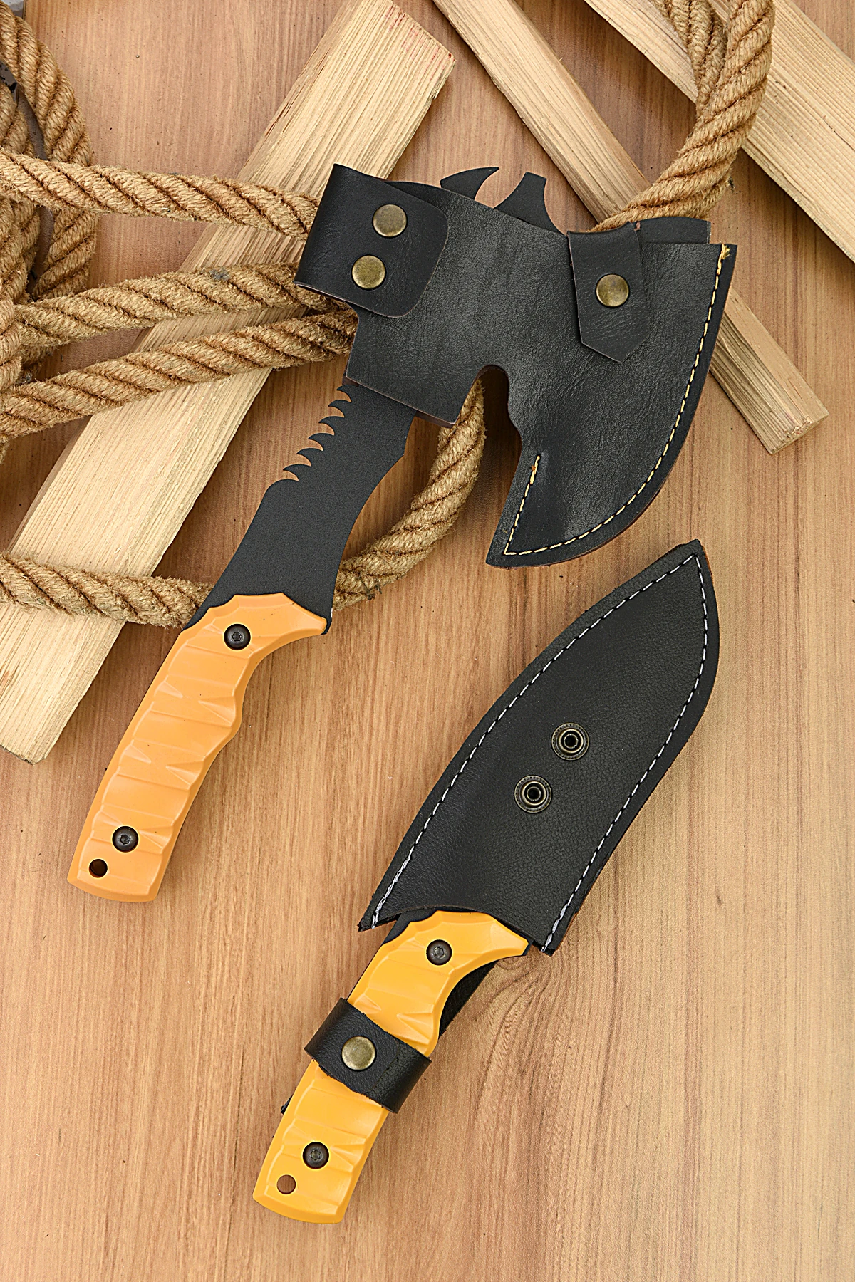 2 Li Outdoor Balta Bıçak Set Kamp Baltası Şef Bıçağı Budama Baltası