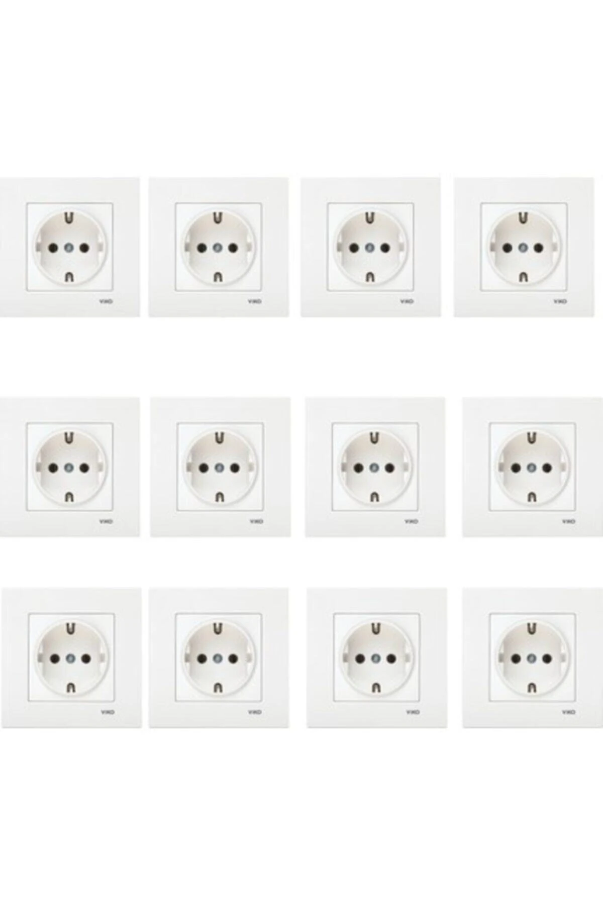 Beyaz Kare Topraklı Çerçeveli Priz 12li
