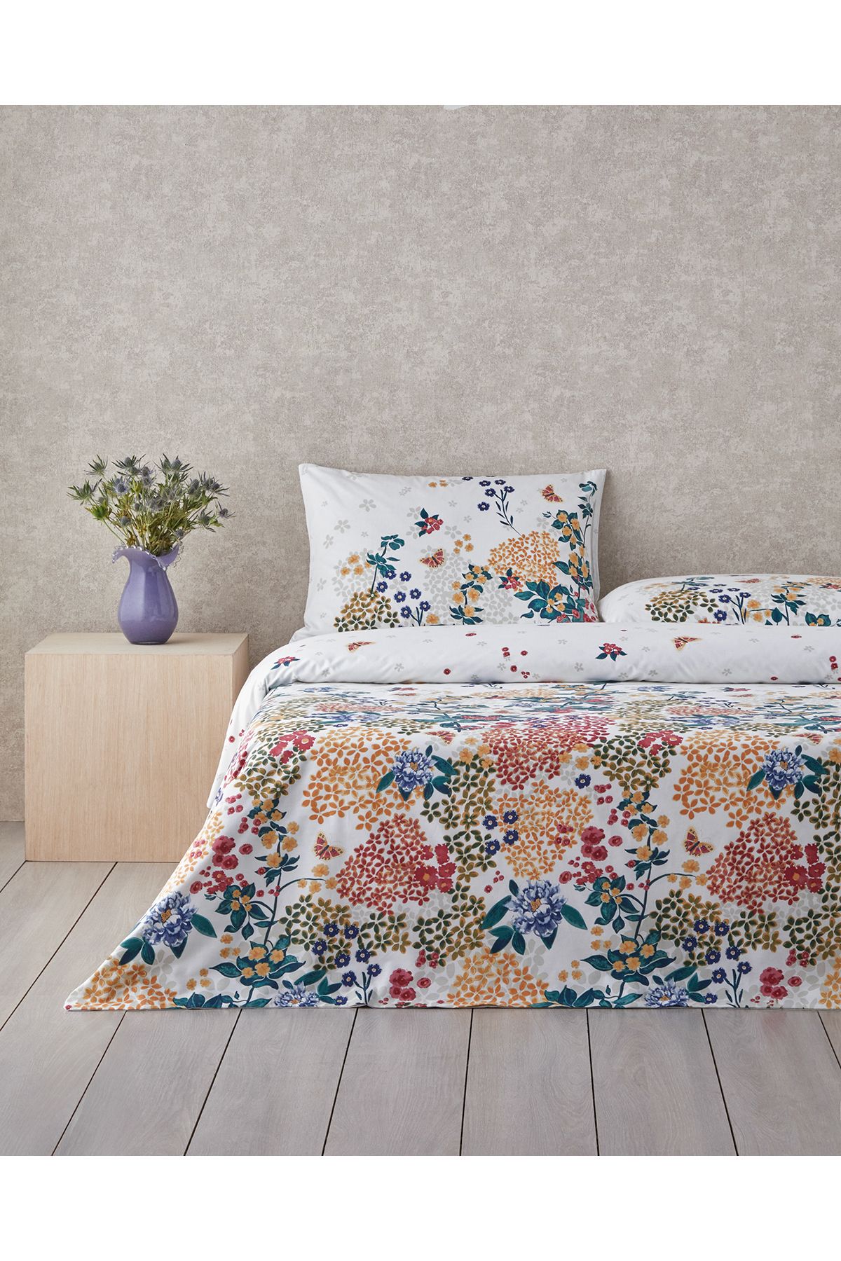 Spring Awakening Pamuklu Tek Kişilik Nevresim Seti 160x220 cm Yeşil – Kırmızı