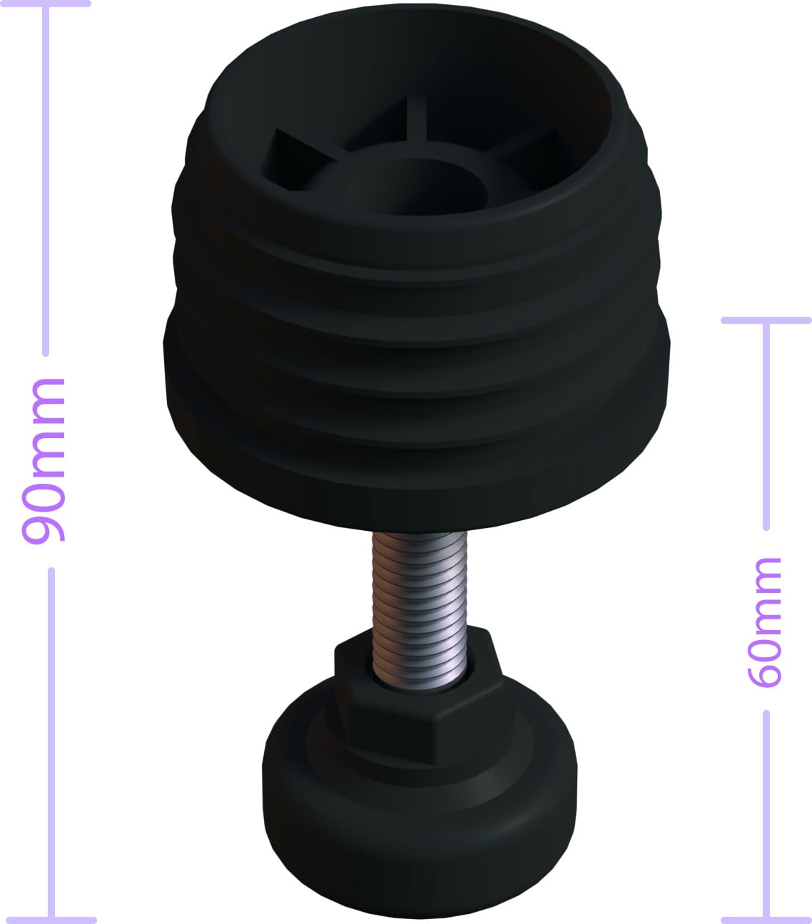 Ayarlı Vidalı Plastik Profil Rotil Ayak 51 mm