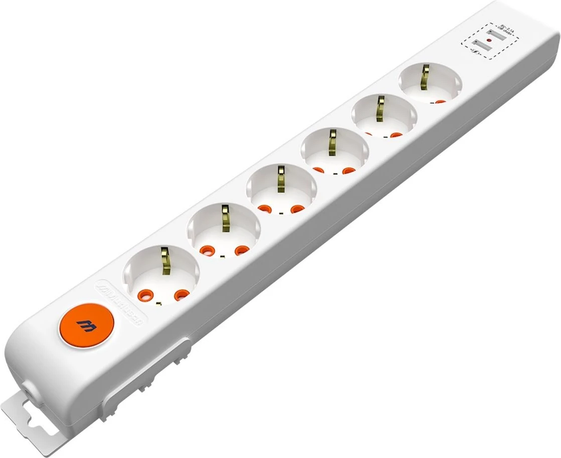 Mutlusan Rı-Tech 6lı Anahtarlı 2usb Klemensli Topraklı Grup Priz (001 175 650001 00 00)