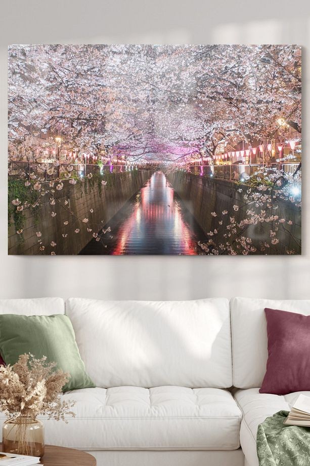 Pembe Kiraz Ağaç | Doğa Temalı Cam Tablo | 50x70 Cm