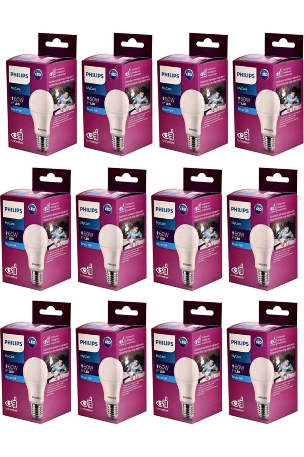 Essential Led Tasarruflu Ampul 8w (60W) Beyaz Işık E27 Normal Duy 12 ADET