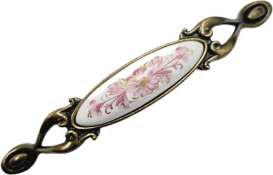 Miray 128 mm Metal Antik Sarı - Porselen Desenli - 5 Adet