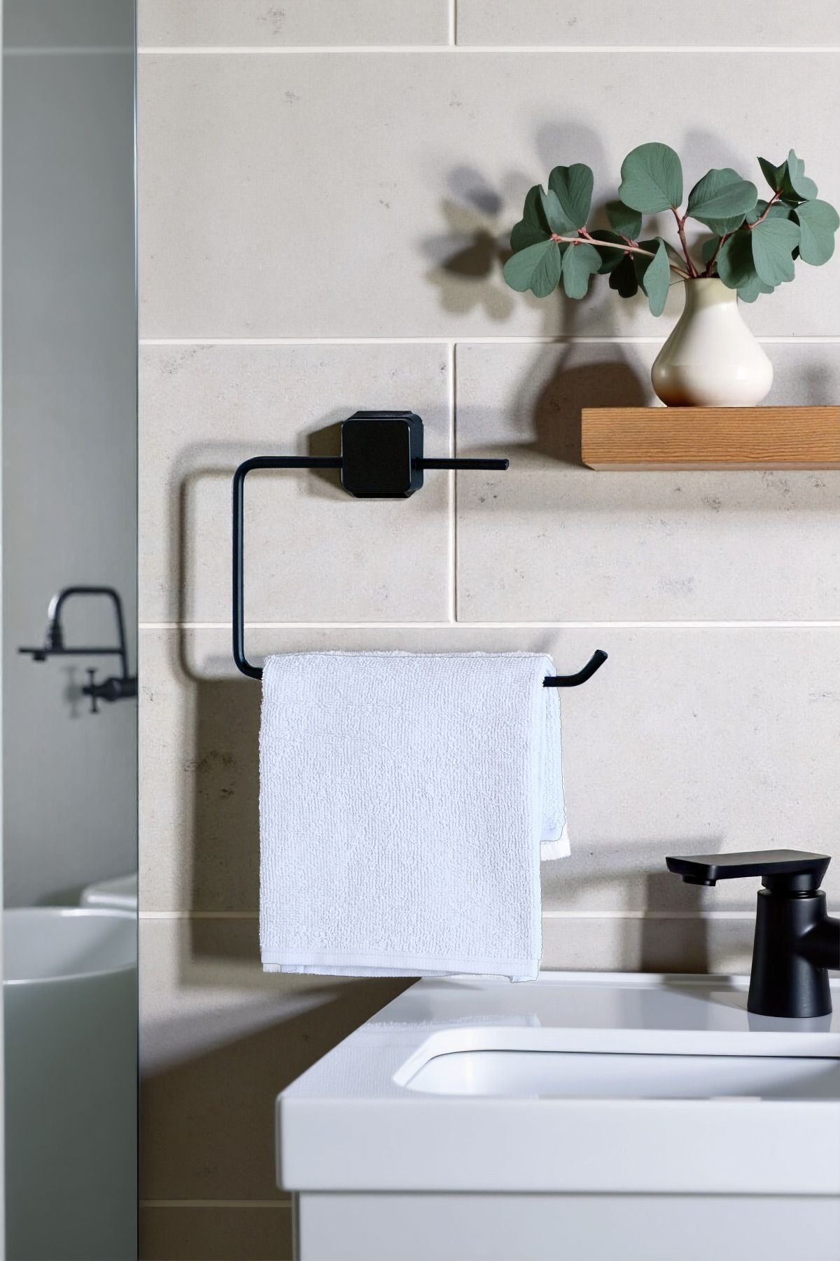 Ömür Boyu Paslanmaz Siyah Havluluk Banyo Askısı Banyo Havluluk Banyo Askısı Yapışkanlı Havluluk