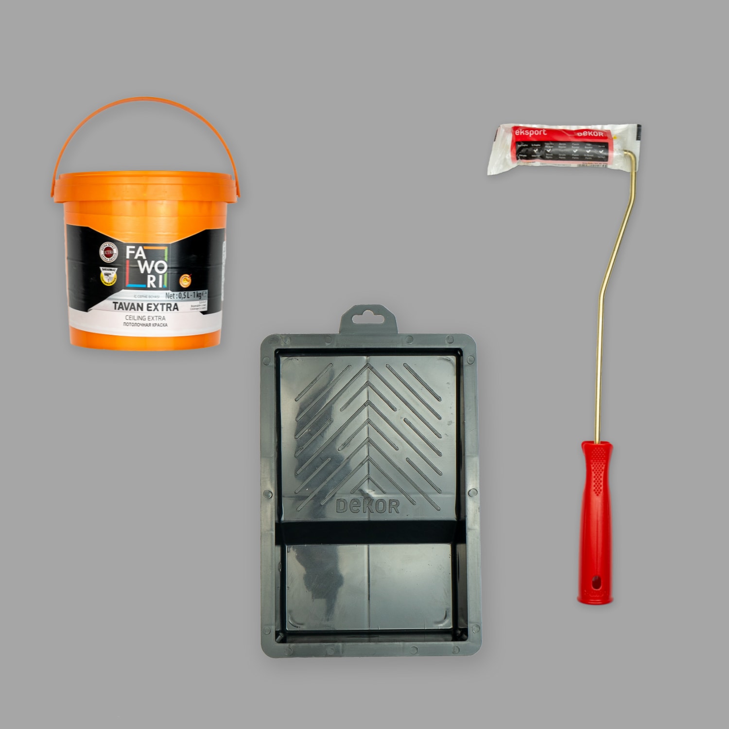 Tavan Extra 1 kg + Dekor Boya Kabı + Dekor Eksport 10 cm Rulo