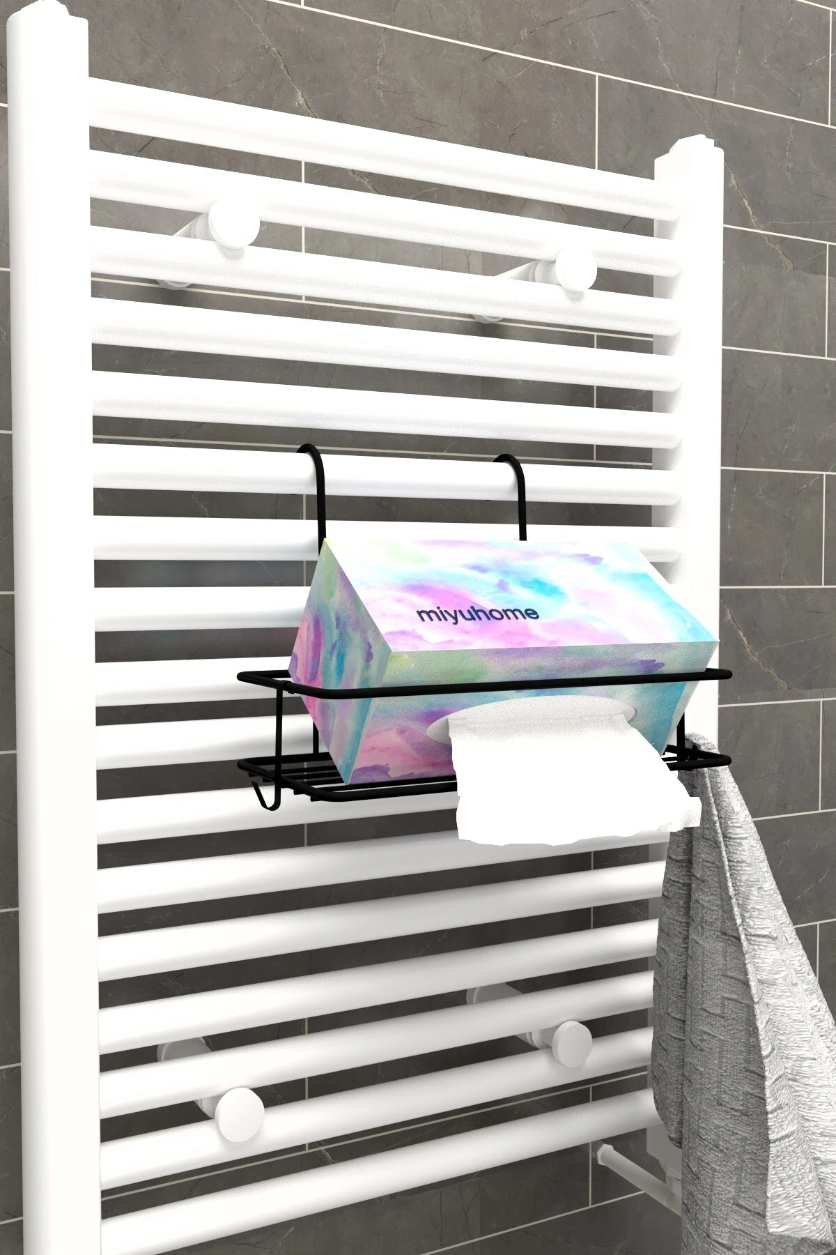 Asılabilir Selpak Sepeti Metal Selpak El Yüz Havlu Düzenleyici Kancalı Havlupan Düzenleyici