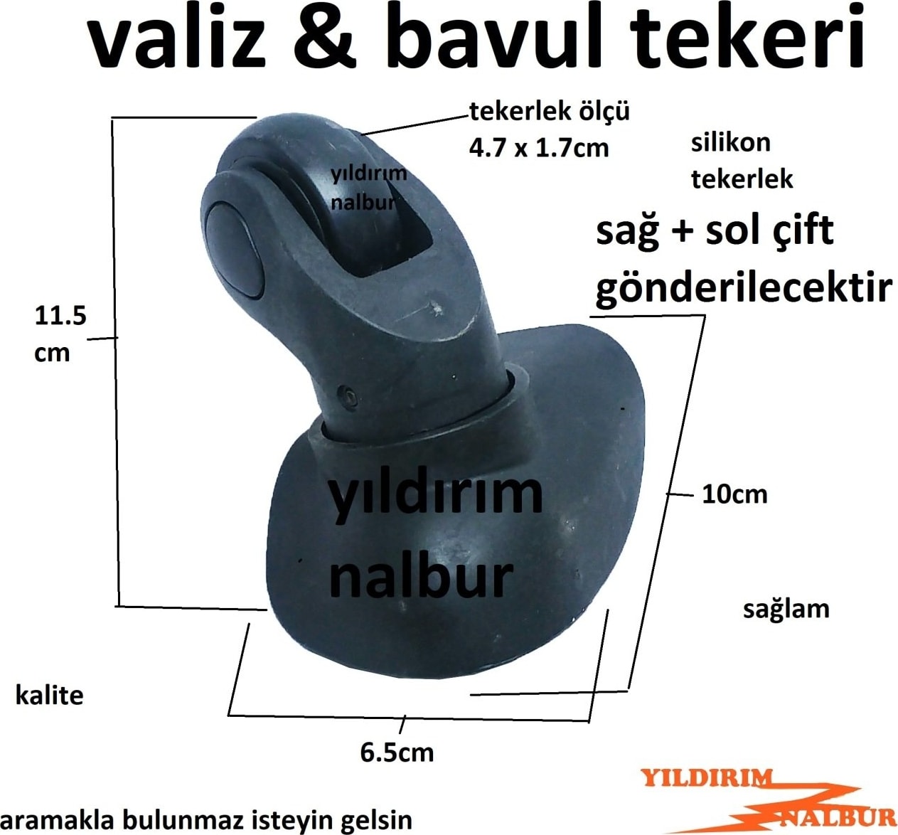 Valiz Tekeri Sağ Sol Çift Oval Teker Bavul Tekeri Dik Teker Silikon