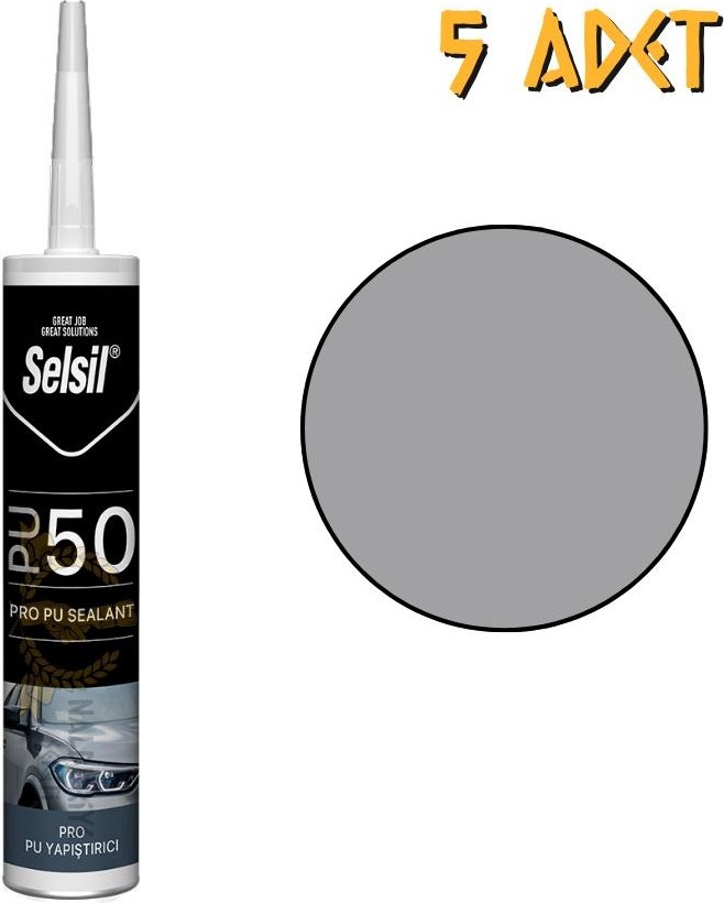 Poliüretan Mastik Yapıştırıcı PU50 Gri 280 Ml. - 5 Adet