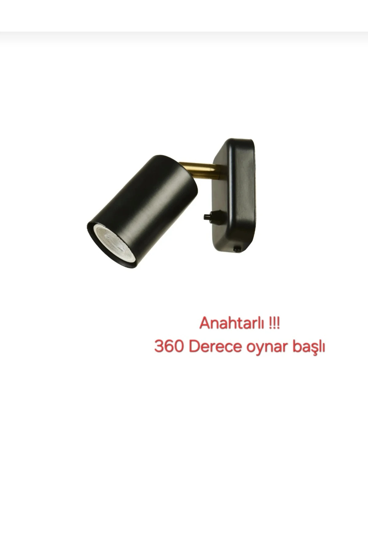 Neron Dekoratif Metal Anahtarlı Aplik Beyaz & Siyah Hareketli (GÜNIŞIĞI LED AMPUL DAHİLDİR!!!)