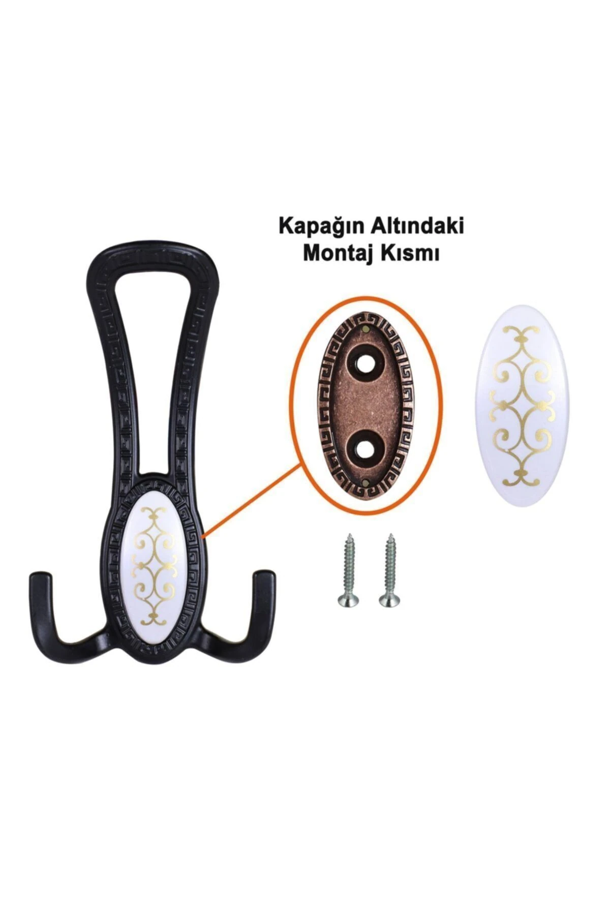 Seçil Portmanto Vestiyer Duvar Dolap Elbise Mobilya Kapı Askısı Askılığı Siyah Metal (4 ADET)