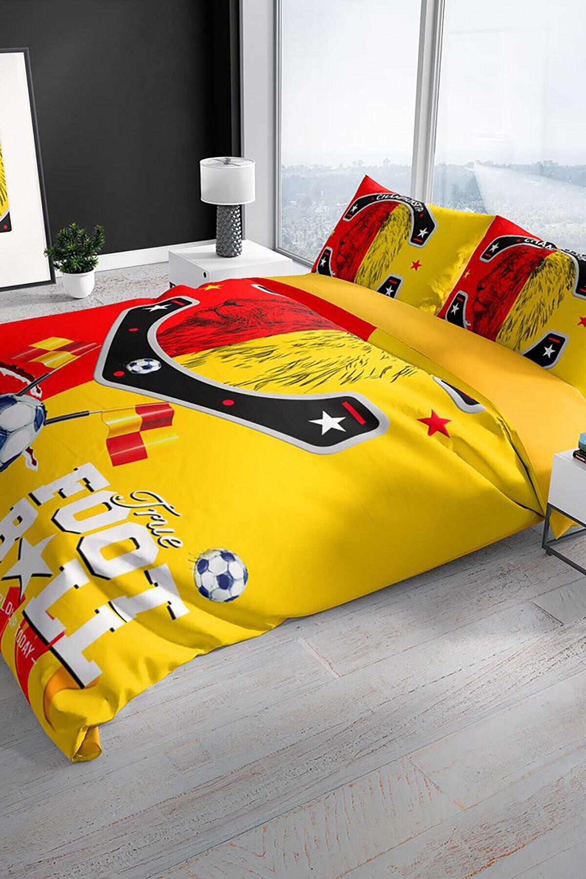 Kıng Sıze Red & Yellow 3d Çift Kişilik Nevresim Takımı 220x240cm