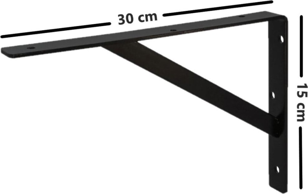 Ağır Yük Raf Altı Ayak Raf Tutucu Destekli L Demir 30X15 cm Siyah Montaj Aparatı (2 Adet)