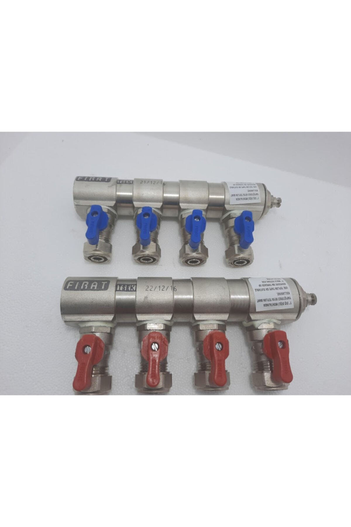 1"mini Küresel Vanalı 4 Çıkışlı Kollektör Takımı Mavi Kırmızı