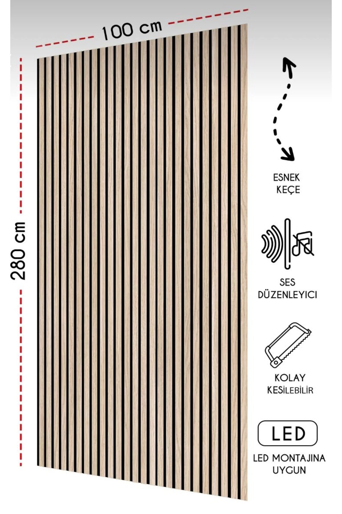 Mdf Ahşap Akustik Duvar ve Tavan Kaplama Paneli mese