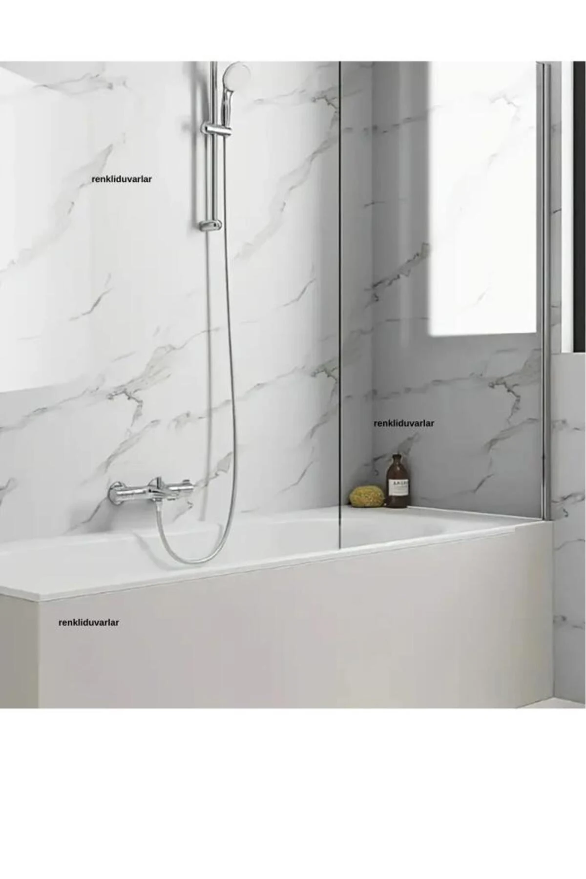 60cmx280cm Rulo 1 Adet Beyaz Mermer Desenli Banvo Salon Wc Yapışkanlı Duvar Paneli Kağıd Bs1751ı