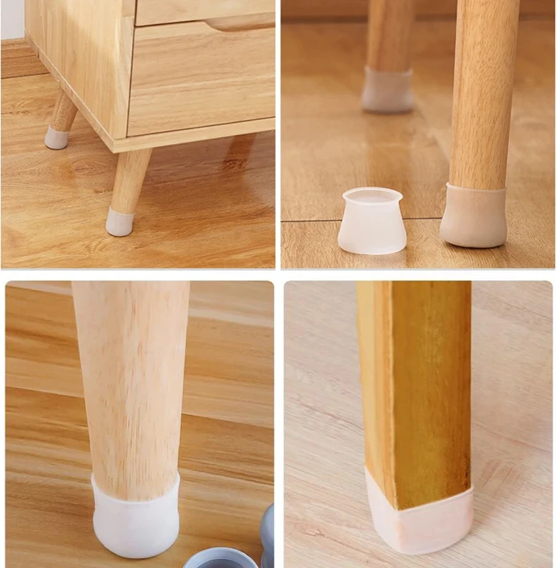 12 Adet Masa ve Sandalye Ayak Koruyucu Beyaz Silikon Sessiz Tip Zemin Koruyucu