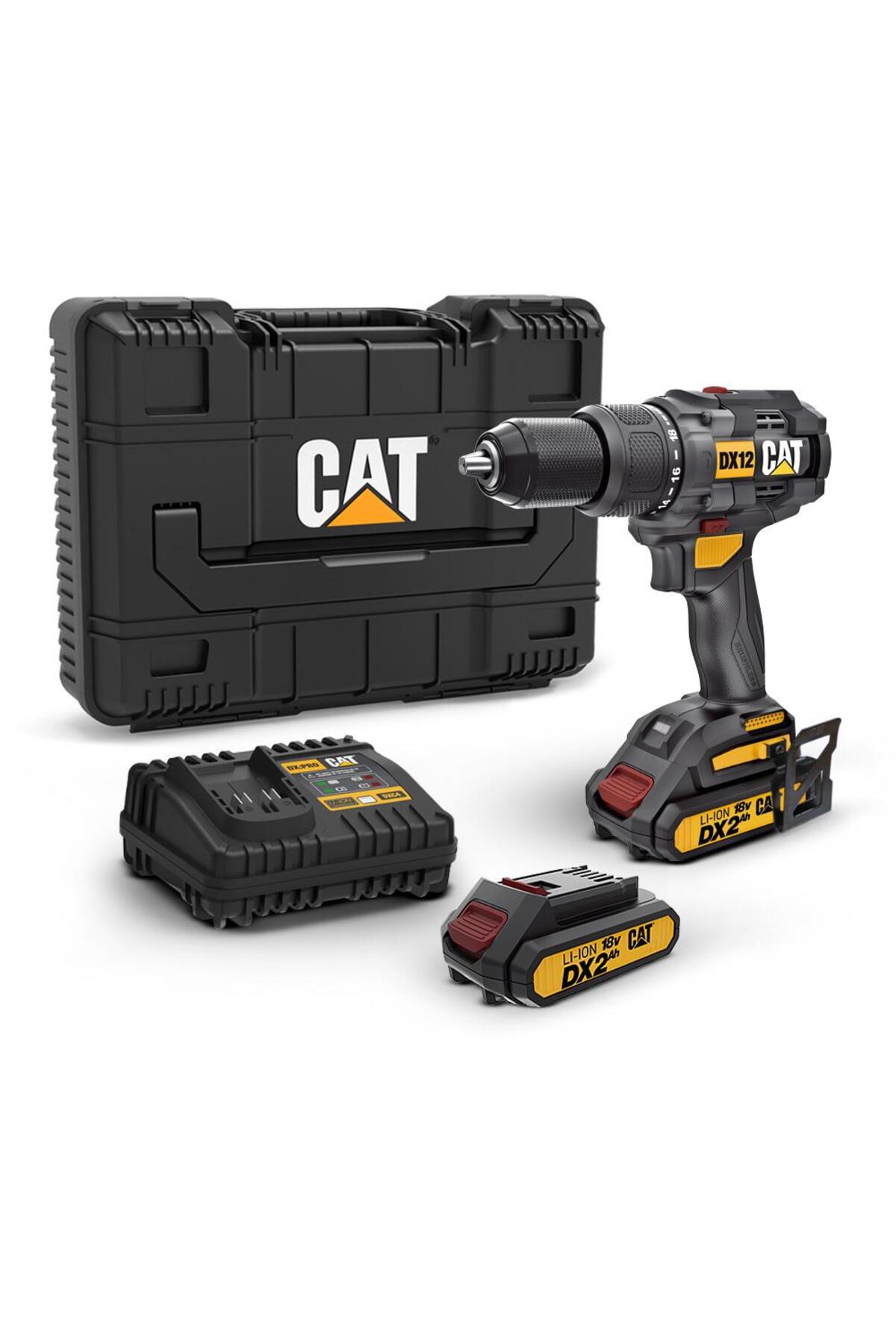 CAT DX12 18Volt/2.0Ah Li-ion Çift Akülü Kömürsüz Profesyonel Şarjlı Darbeli Matkap