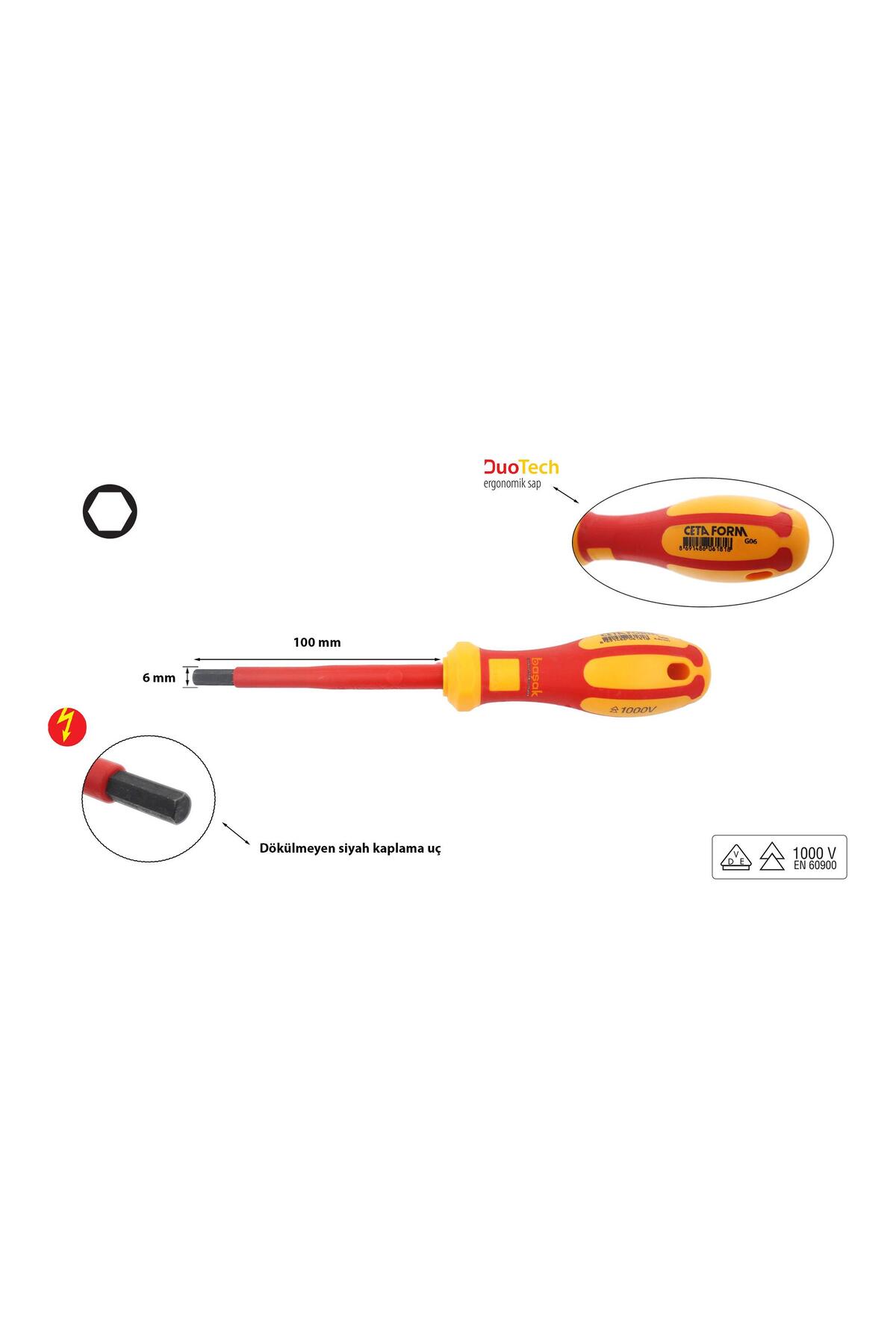 CETA FORM 6 Mm 1000 Volt Vde Izoleli Allen Tornavida G06-060-100