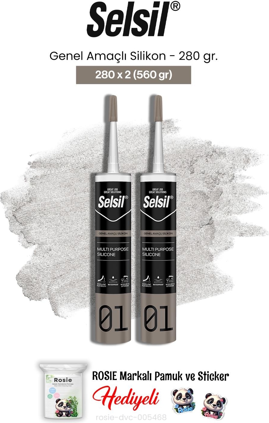 Genel Amaçlı Silikon 280 Gr, 2 Adet ve Rosie Pamuk
