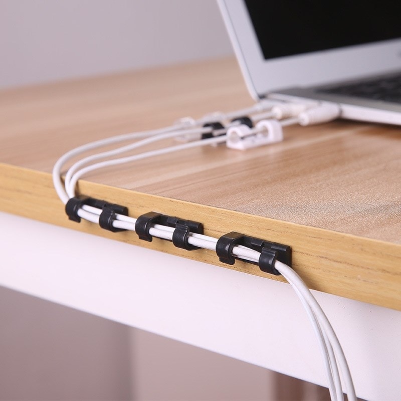 Kablo Tutucu Yapışkanlı Mini 20LI Kanal USB Şarj Veri Kablosu Tutucu Yapışkanlı Kordon Siyah