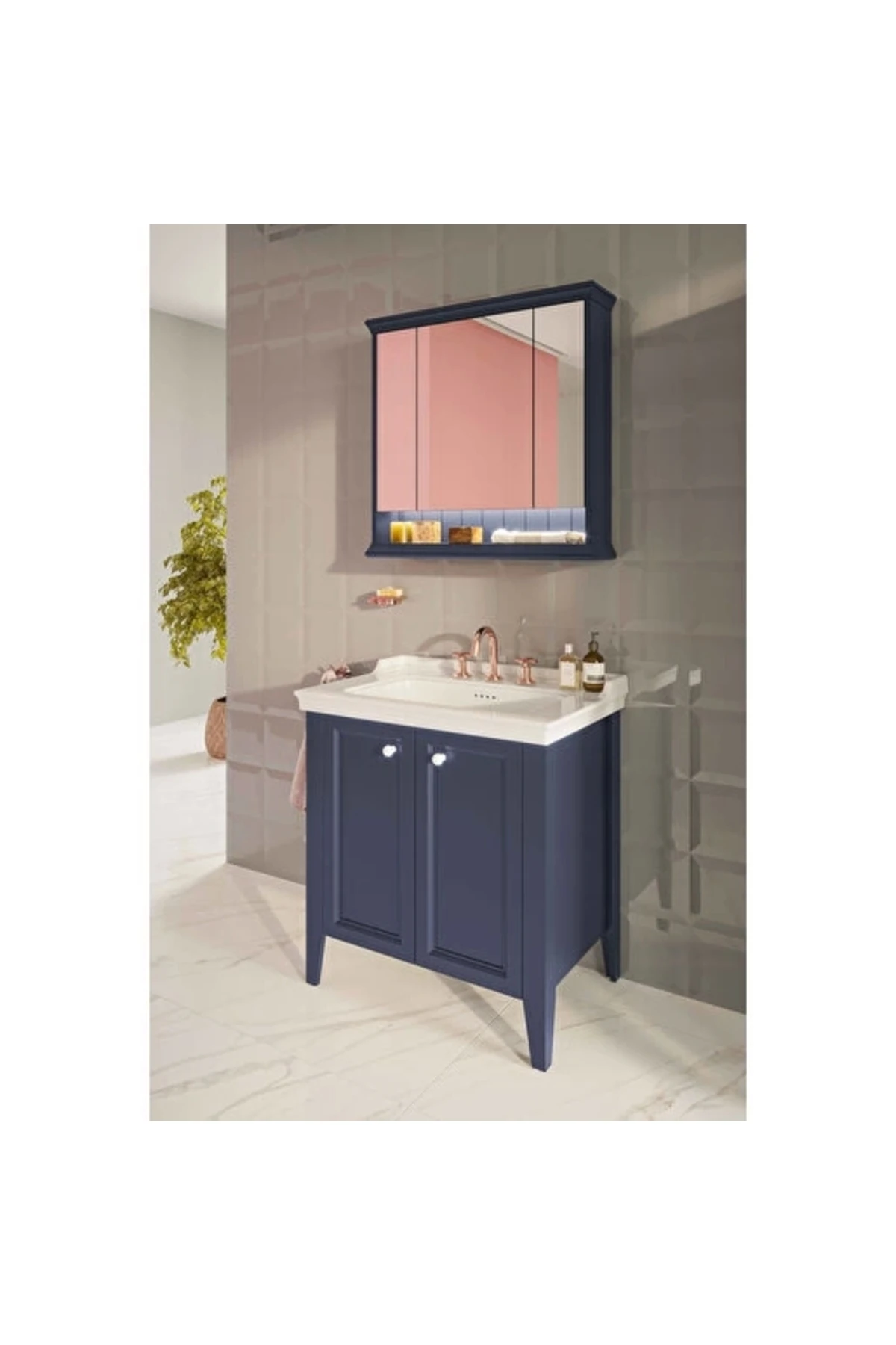 Juno A4086126 Lavabo Bataryası, 3 Delikli Lavabolar için, Bakır