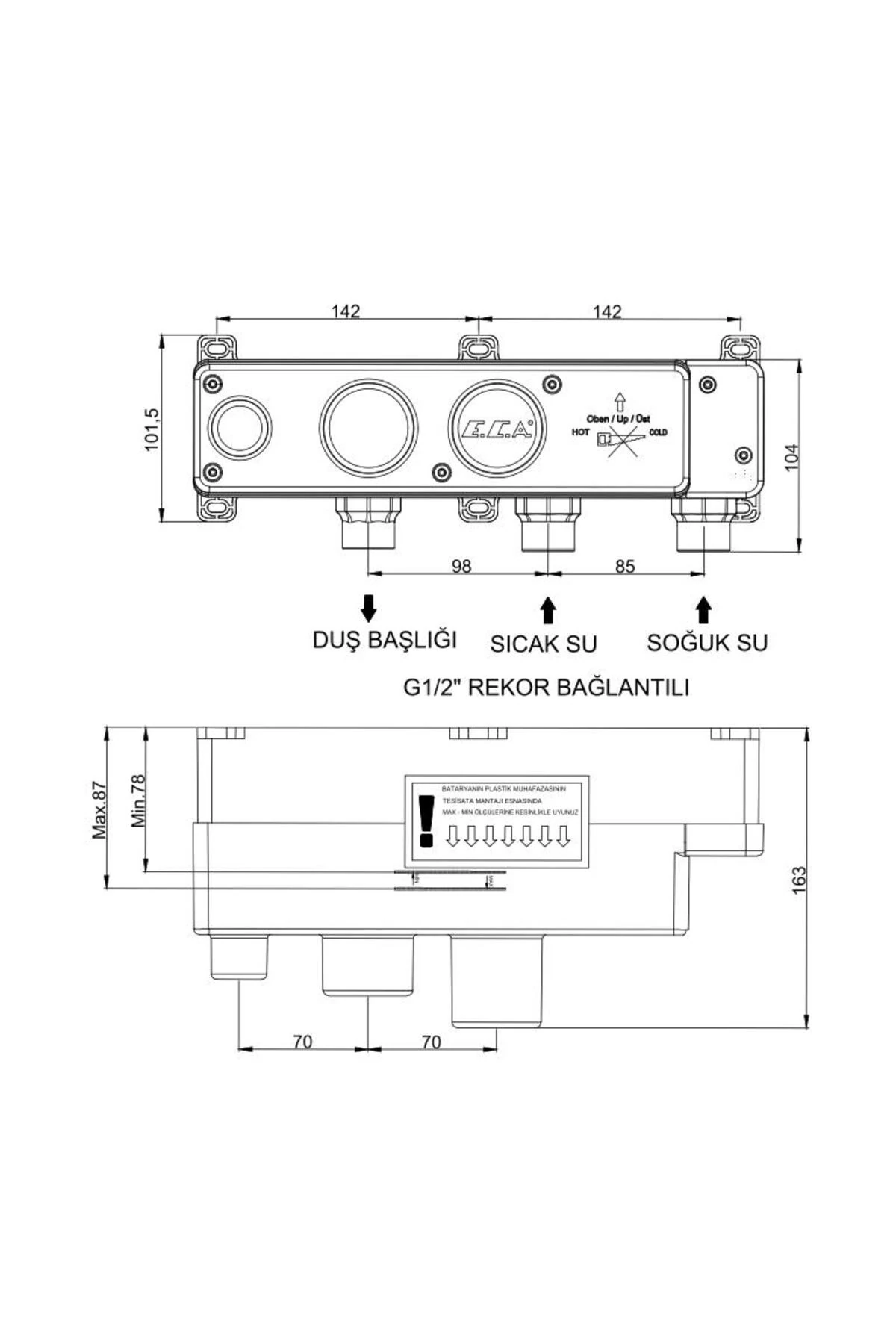 Novita Ankastre Banyo Bataryası 2 Parça Set / 3 Yollu (102167314H-K+102166303H)
