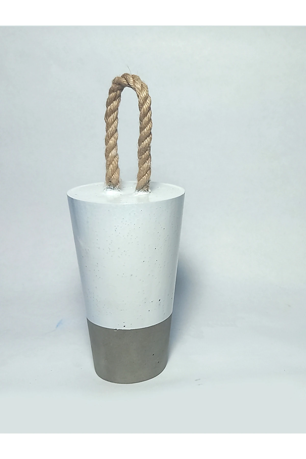 Dekoratif Jüt Halat İpli Beyaz Gri Renkli Beton Kapı Stoperi / Kapı Pencere Tutucu