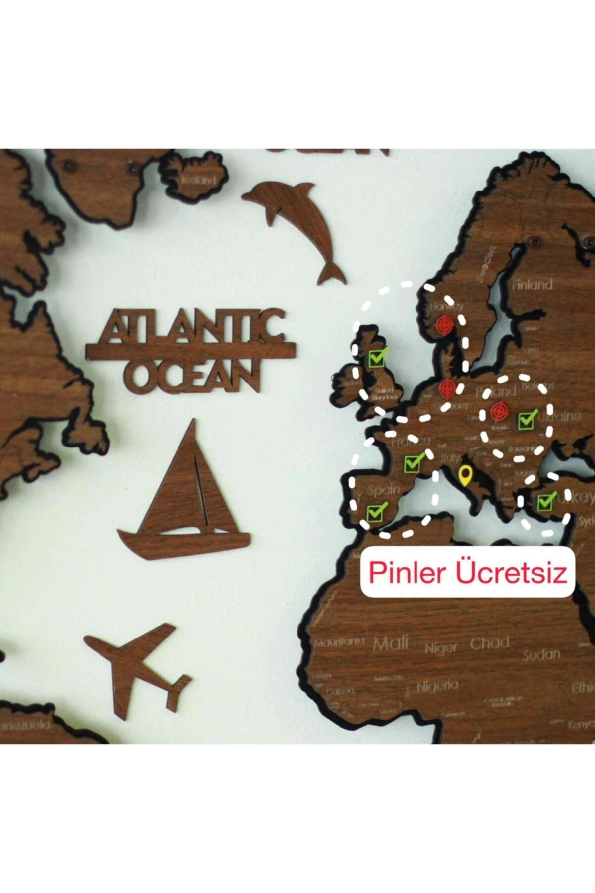 2 Boyutlu Metal Üzeri Ahşap Dünya Haritası, Ahşap Duvar Haritası, Gerçek Dünya Haritası,ahşap Harita