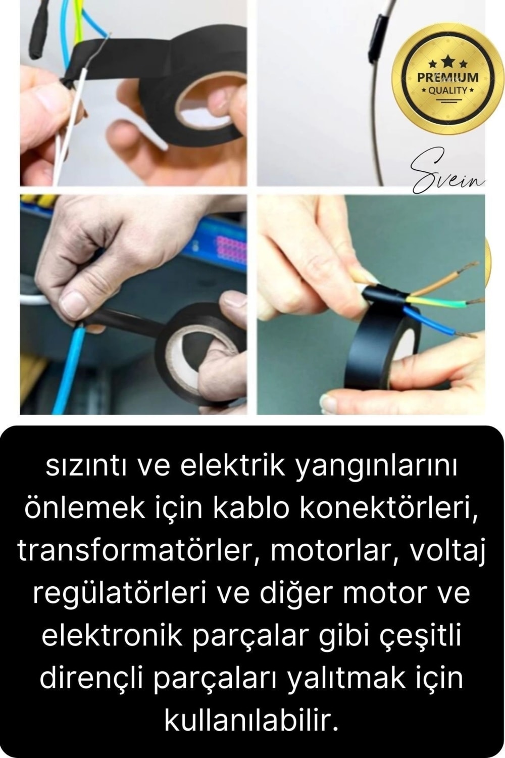 2 Ad. 20 mt Yalıtım Izole Pvc Elektrik Bandı Su Geçirmez Sızdırmaz Koruma Bant Siyah