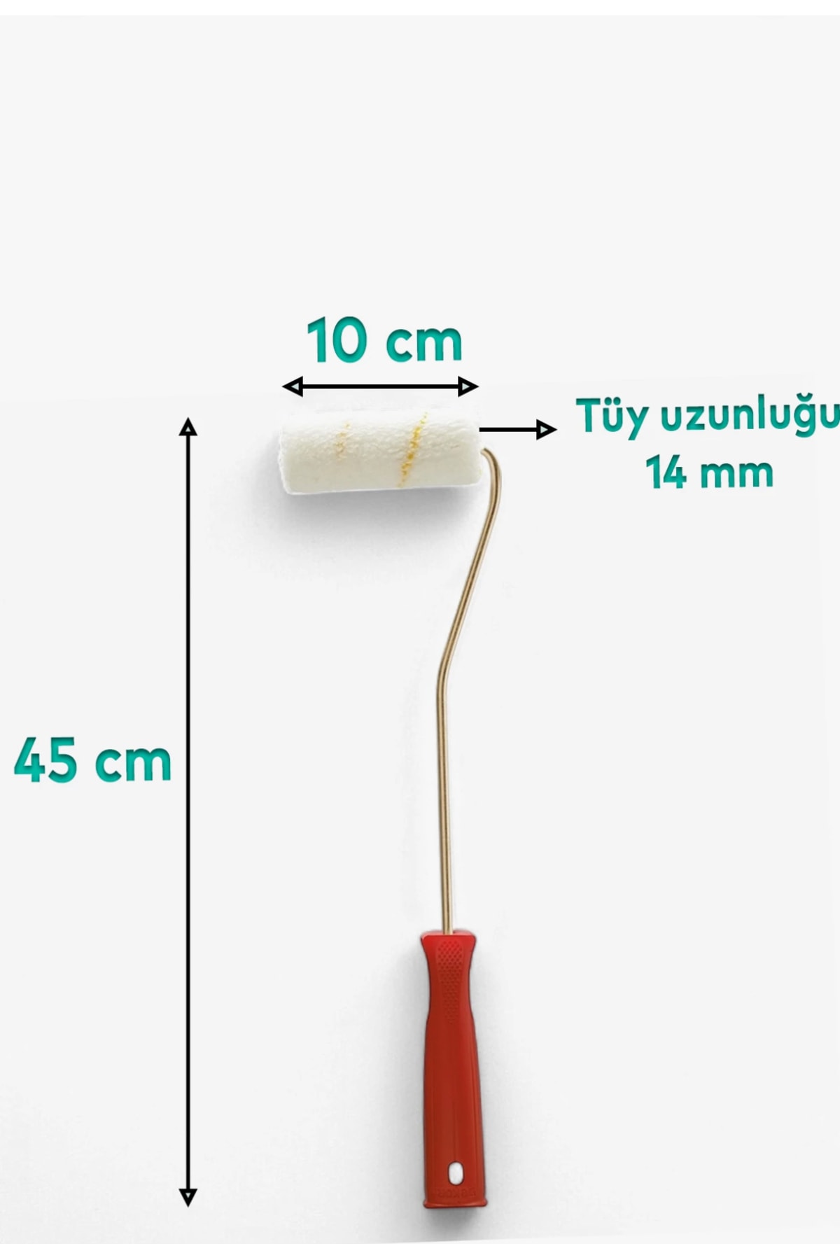 DEKOR 1084 Boya Rulosu Saplı Duvar Boya Rulosu Fırça Saten Parmak Boyama Tadilat Rulosu 10 cm