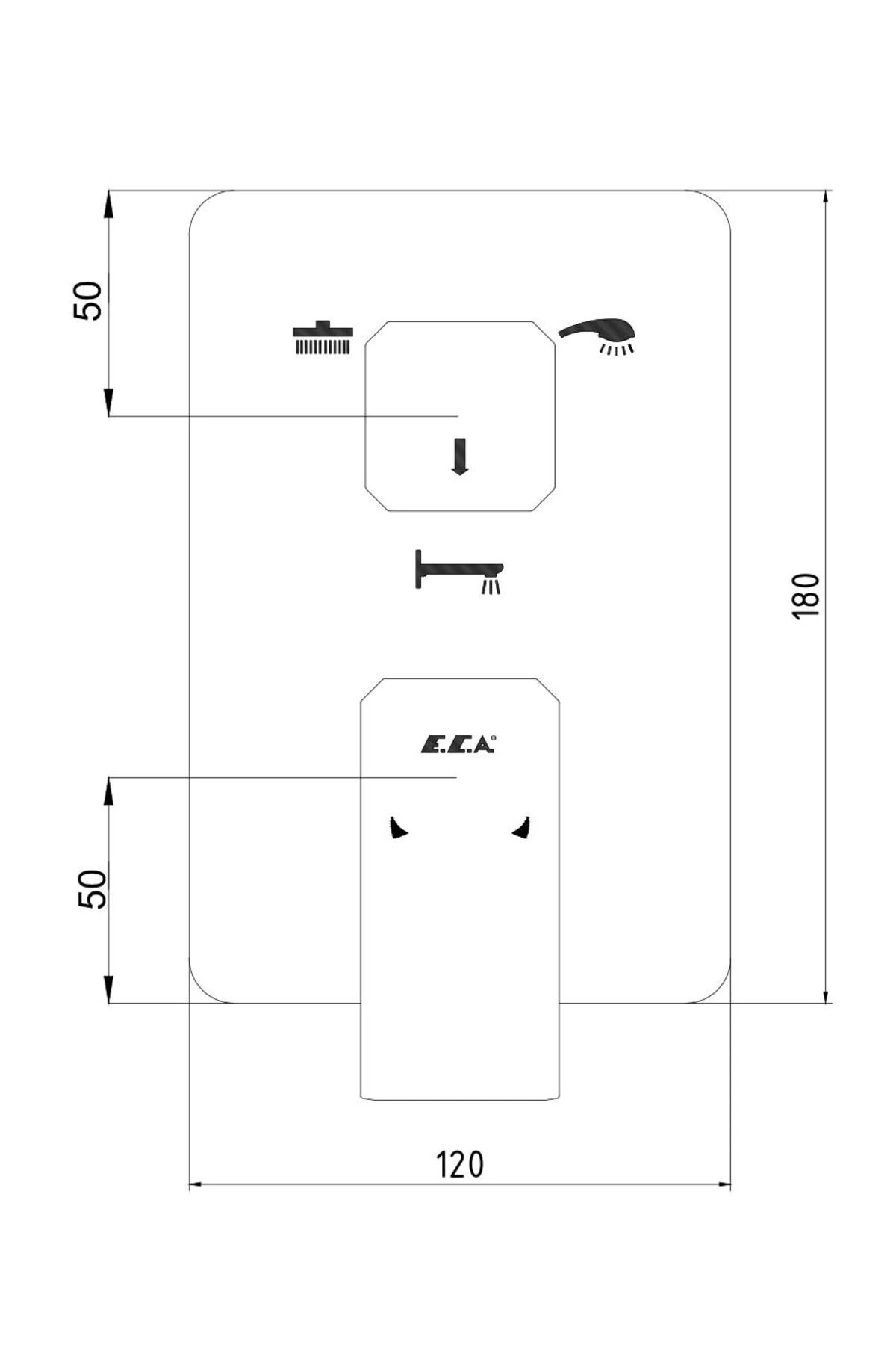 Tiera Ankastre Mat Siyah Banyo Bataryası 2 Parça Set / 3 Yollu (102167305C1-K+102166301C1)