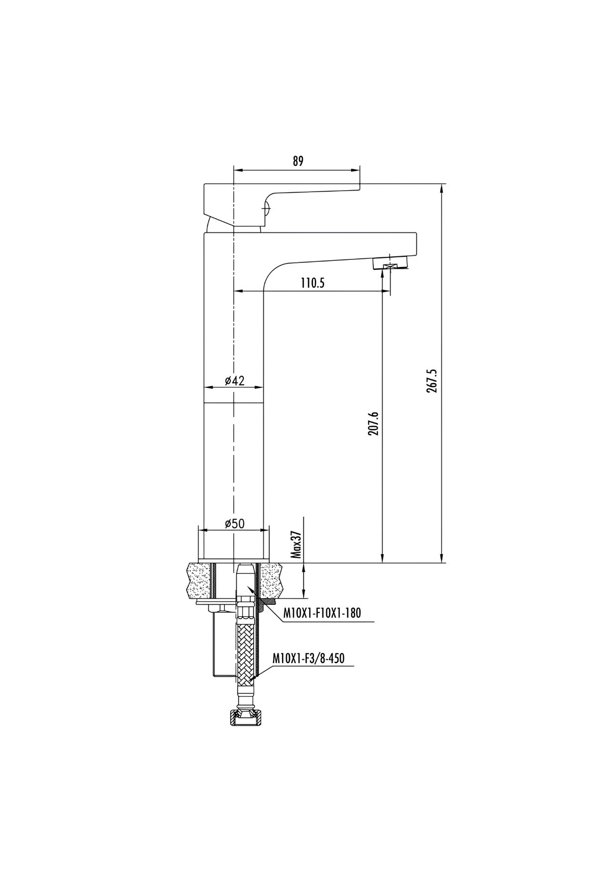 SR6500 Sharp Uzun Lavabo Bataryası