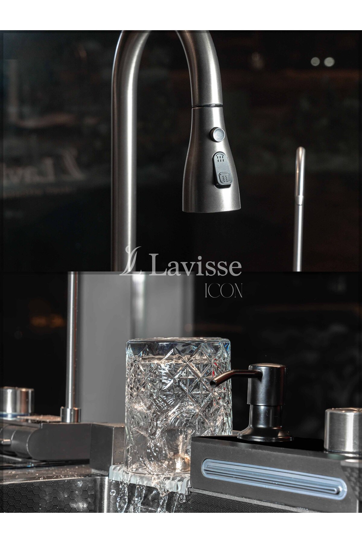 Icon Piyano Tuşlu Akıllı Eviye, Işıklı Honeycomp Çizilmez Fonksiyonlu Teknolojik Mutfak Evyesi