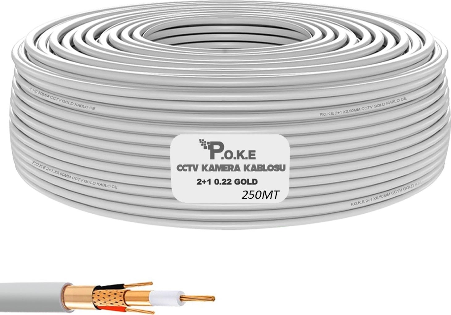 Cctv Kamera Kablosu Gold 2+1 2x0.22 250 Metre