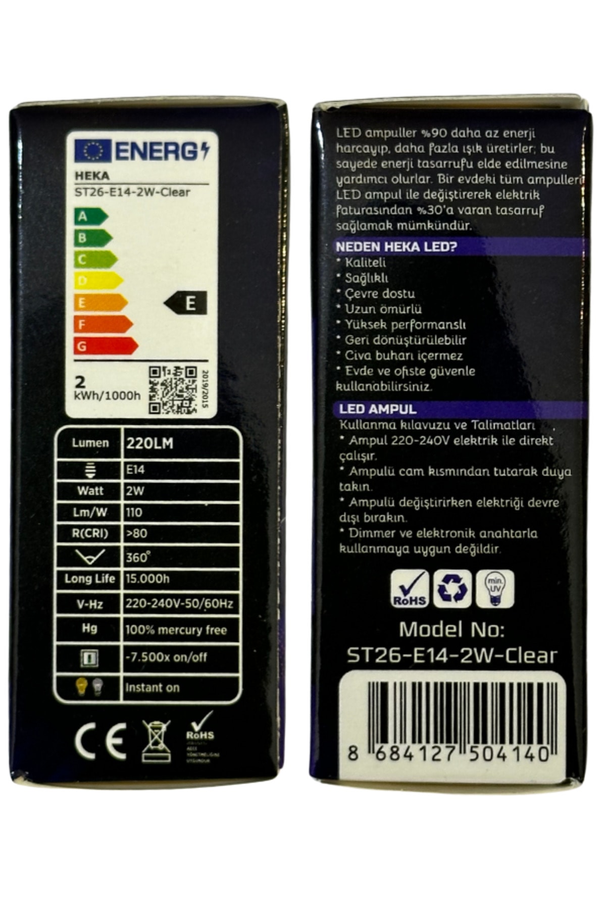 2W (22W) 2700K (Sarı Işık) E14 Duylu Led Rustik Ampul (4 Adet)