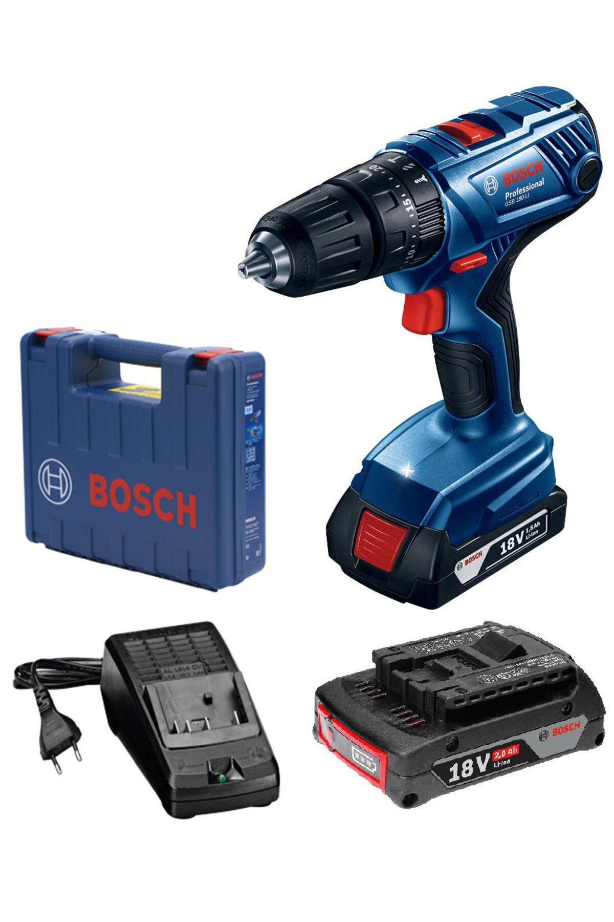 BOSCH Gsb 180-li Çift Akülü 2 Ah Vidalama Makinesi