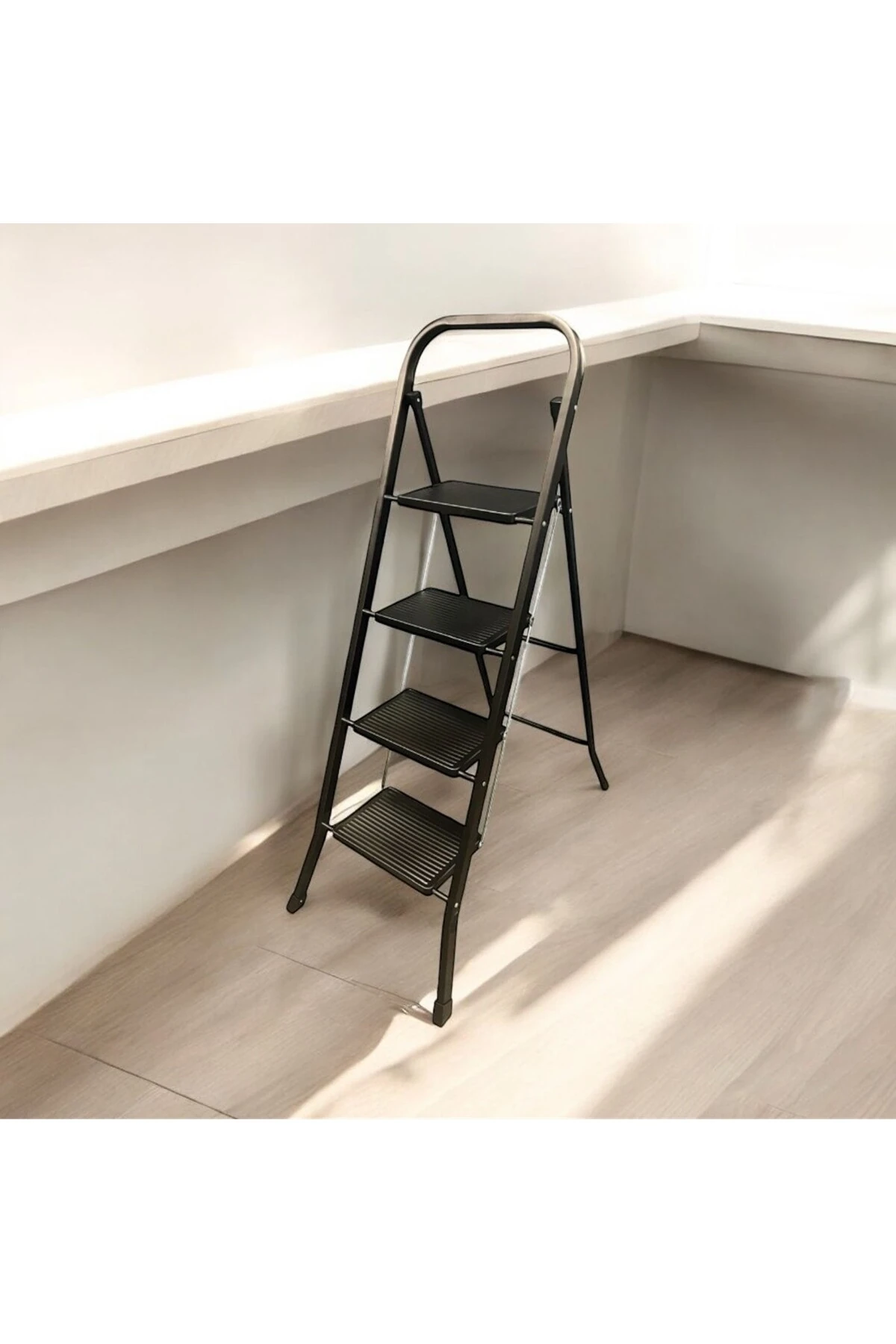 hardy siyah pratik seyyar merdiven 4 basamak - geniş basamaklı