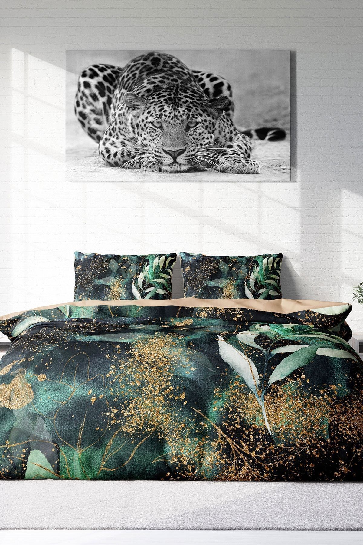 Floral Watercolor 3d Pamuk Saten Çift Kişilik Nevresim Takımı