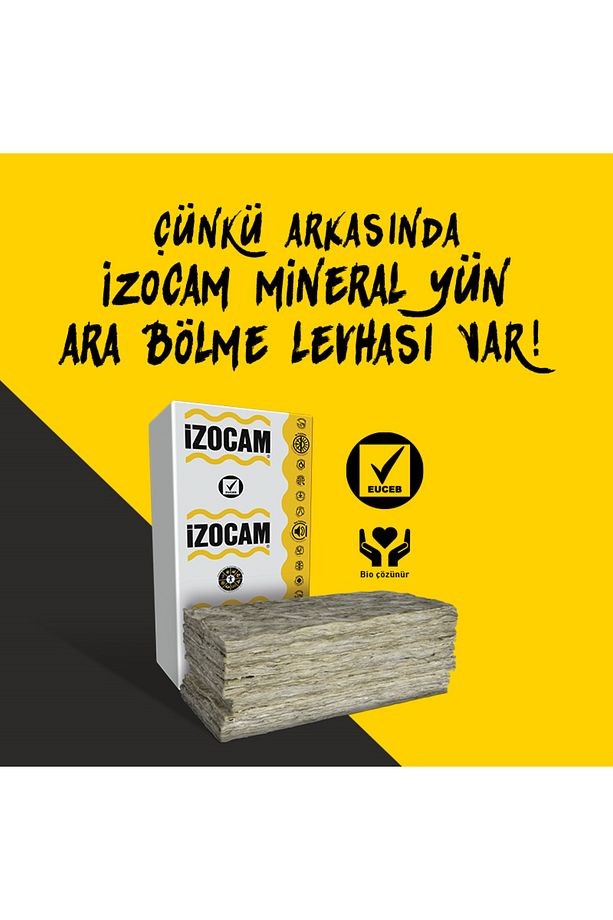 Mineral Yün Ara Bölme Levhası 80x 600x1200 Mm (7,2 M2)