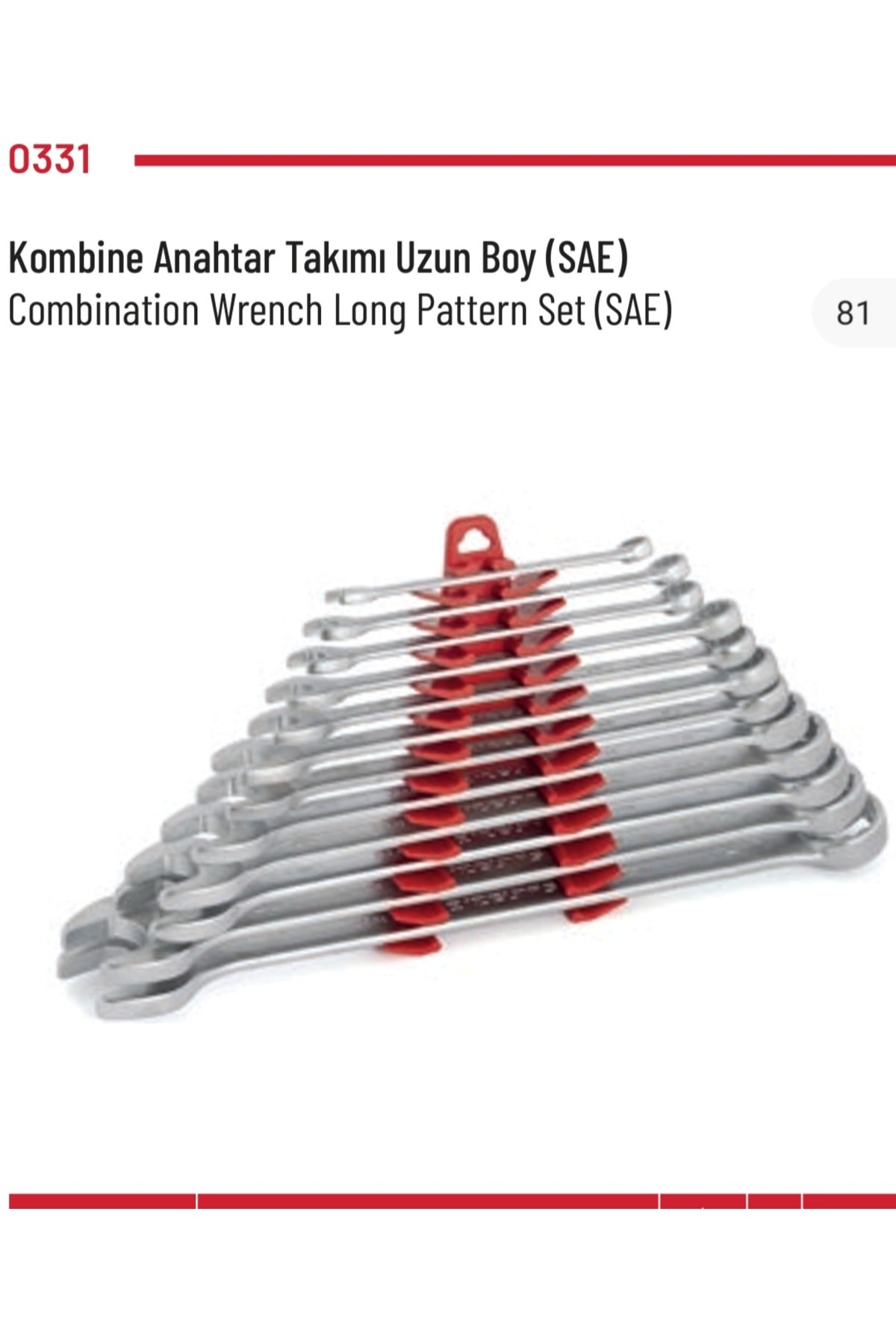 İZELTAŞ Kombine Anahtar Takımı Uzun Boy (SAE) 20 Parça