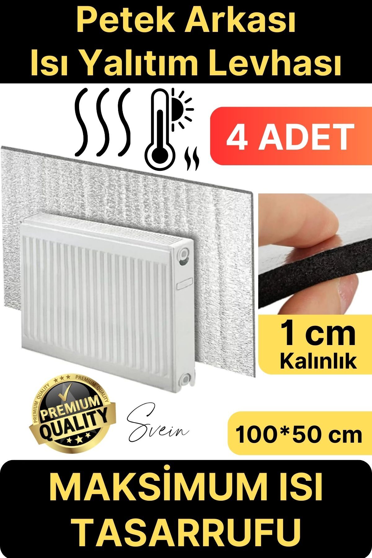 4 Adet Petek Arkası 1 Cm Isı Yalıtım Levhası Radyatör Izolasyon Kalorifer Ev Ofis Tasarruf Arkalığı