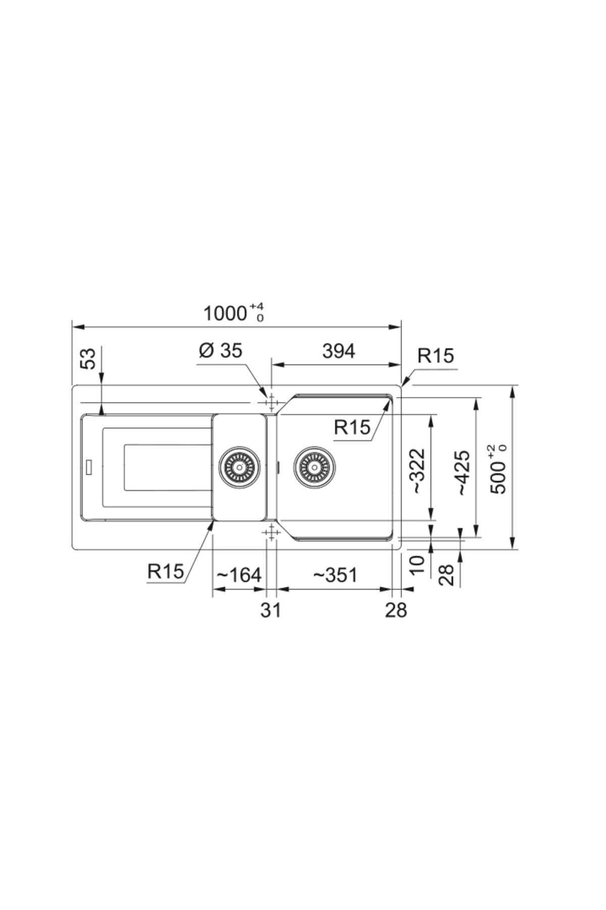 114.0688.456- Urban Ubg 651-100 Bianco Granit Eviye