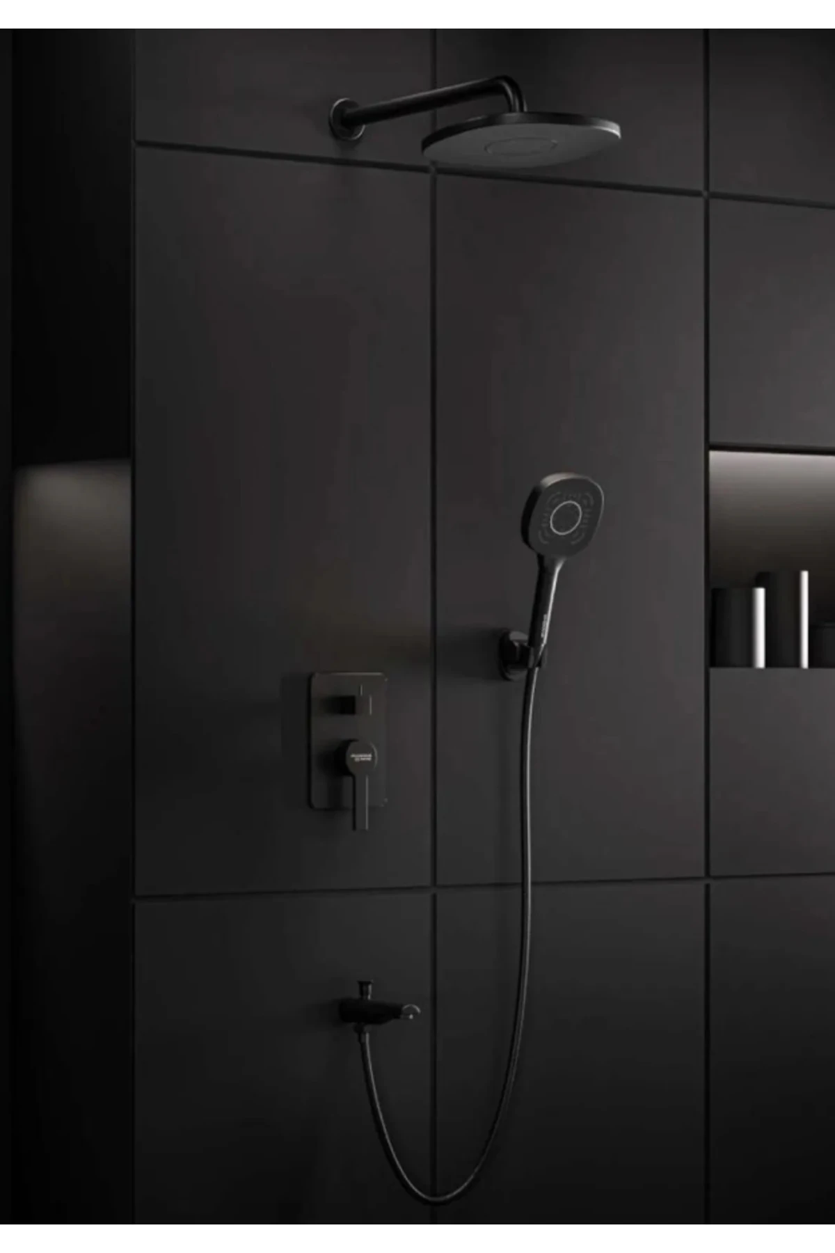 siyah ankastre gömme duş seti