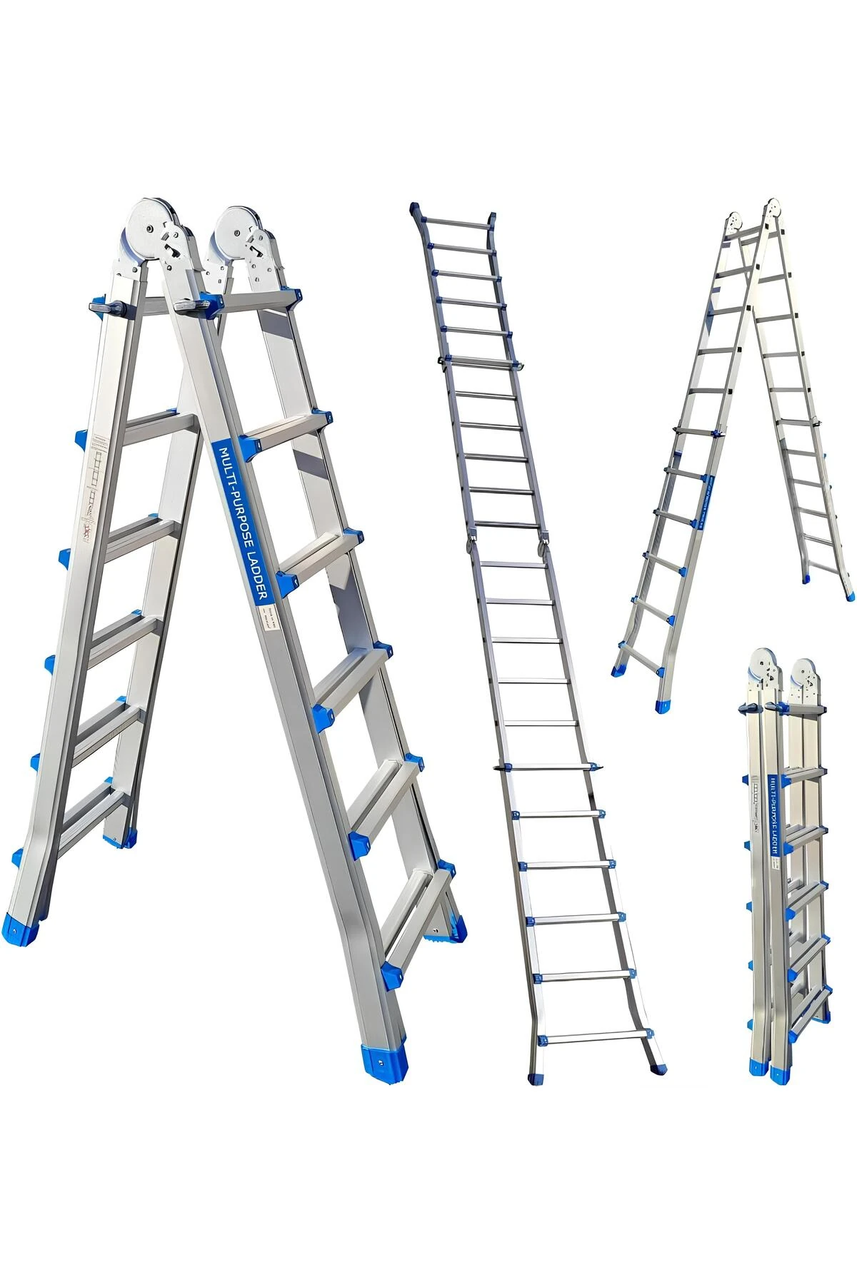 Alüminyum 623 cm Mini Dev Katlanır Uzayan Merdiven (A & I Tipi) | Ev İnşaat Depo Merdiveni