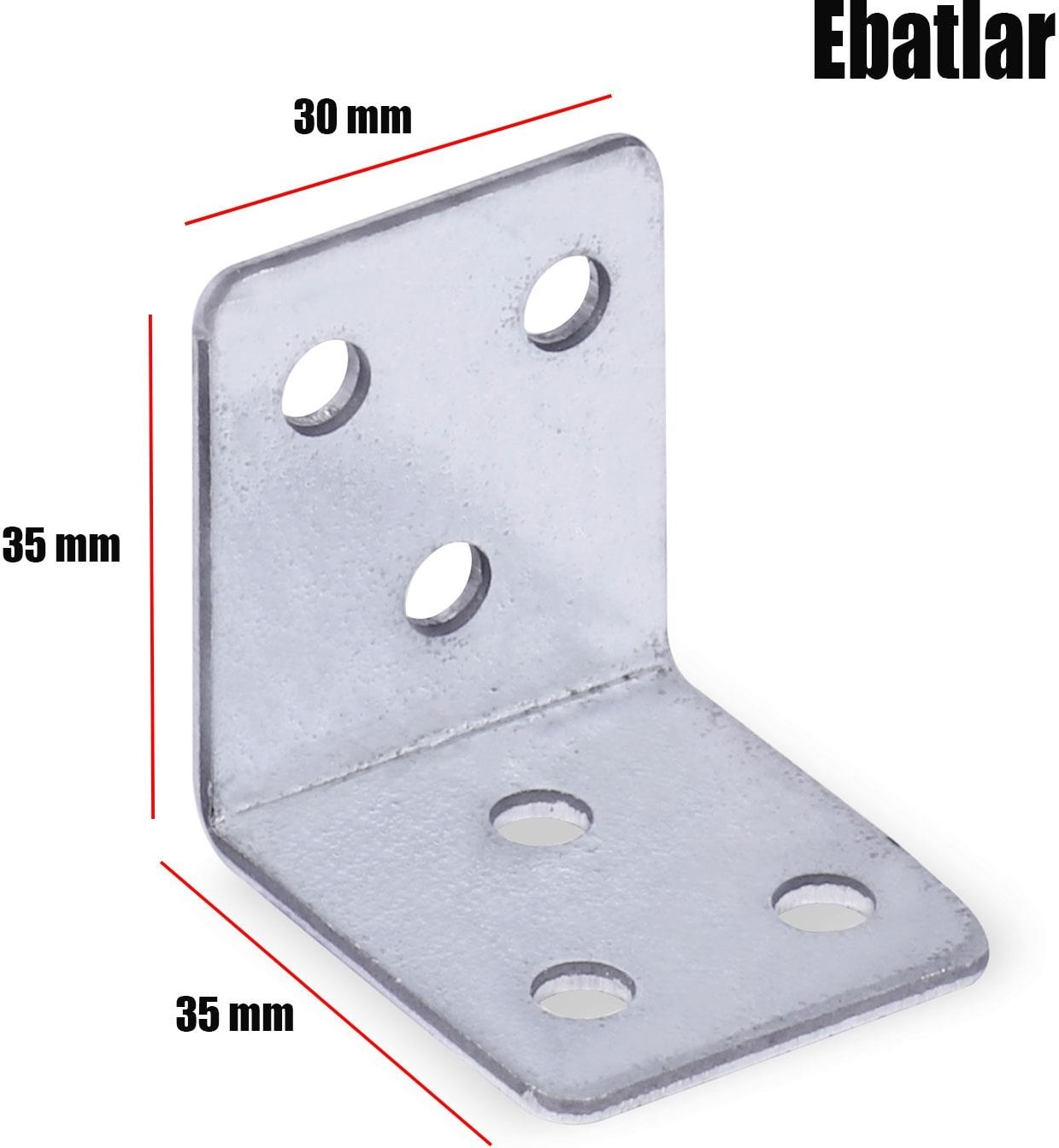 Mobilya Eşya Dolap Deprem Sabitleyici Köşebent Bağlantı Aparatı L Demiri Gönye 35x35x30 Mm 10 Adet