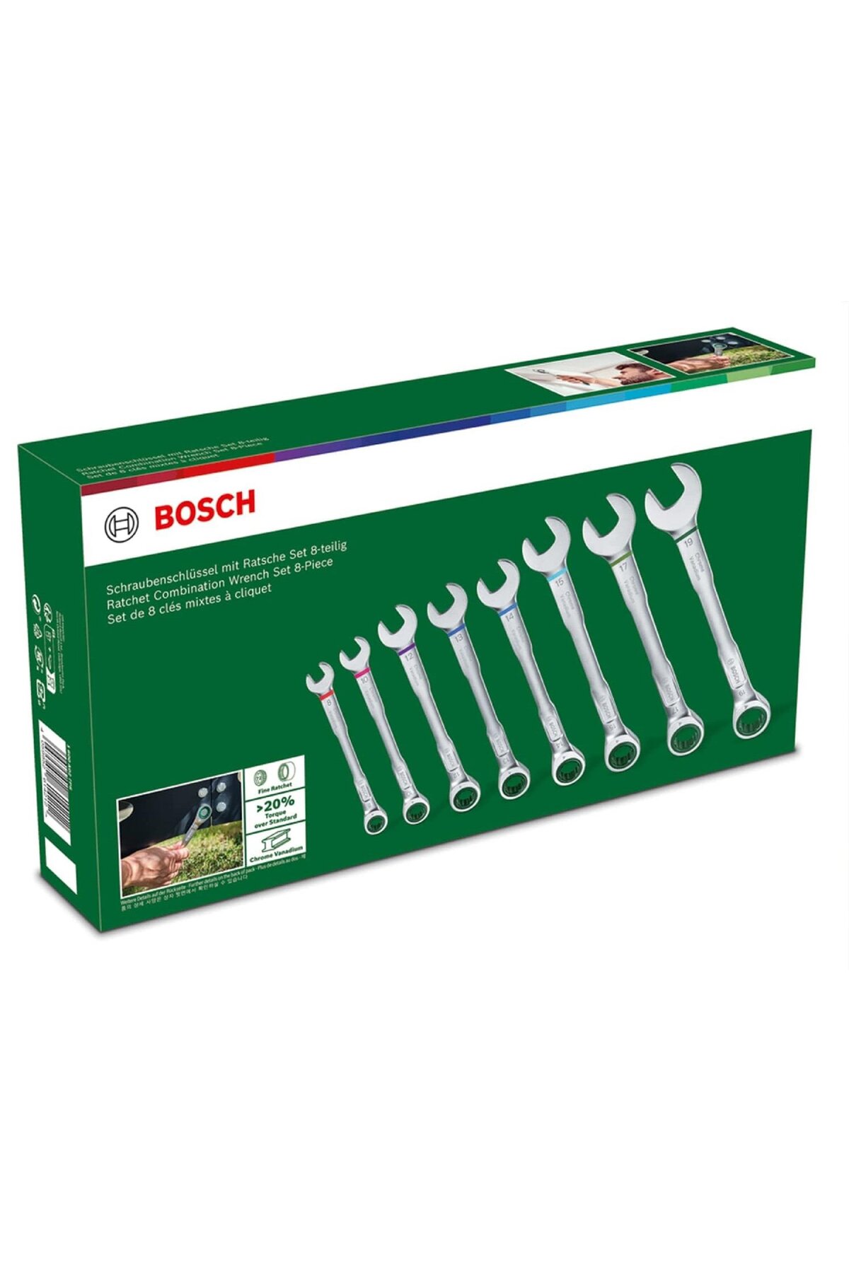 Cırcırlı Kombine Anahtar Seti 8 Parça 1600 A02 7PS