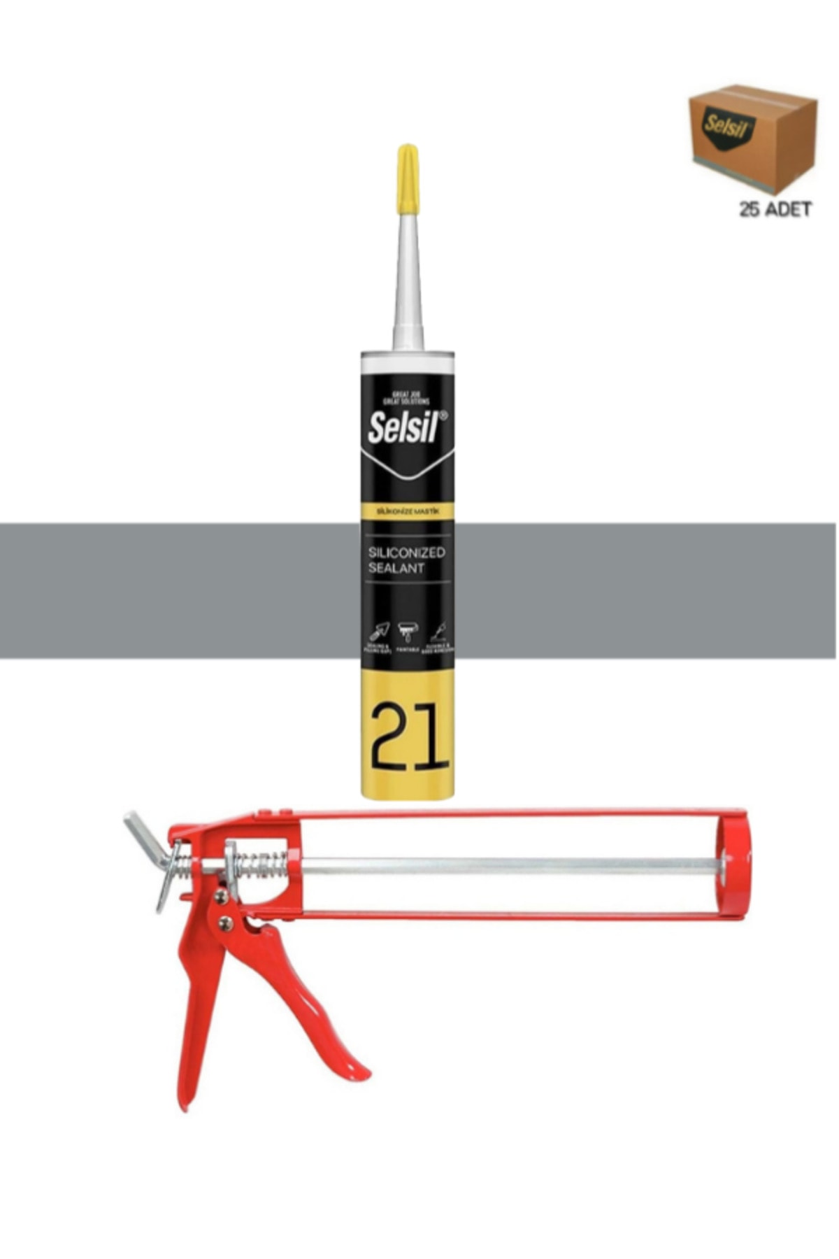 Poliüretan Gri Mastik 280 Ml. 25 Adet + Demir Silikon Tabancası