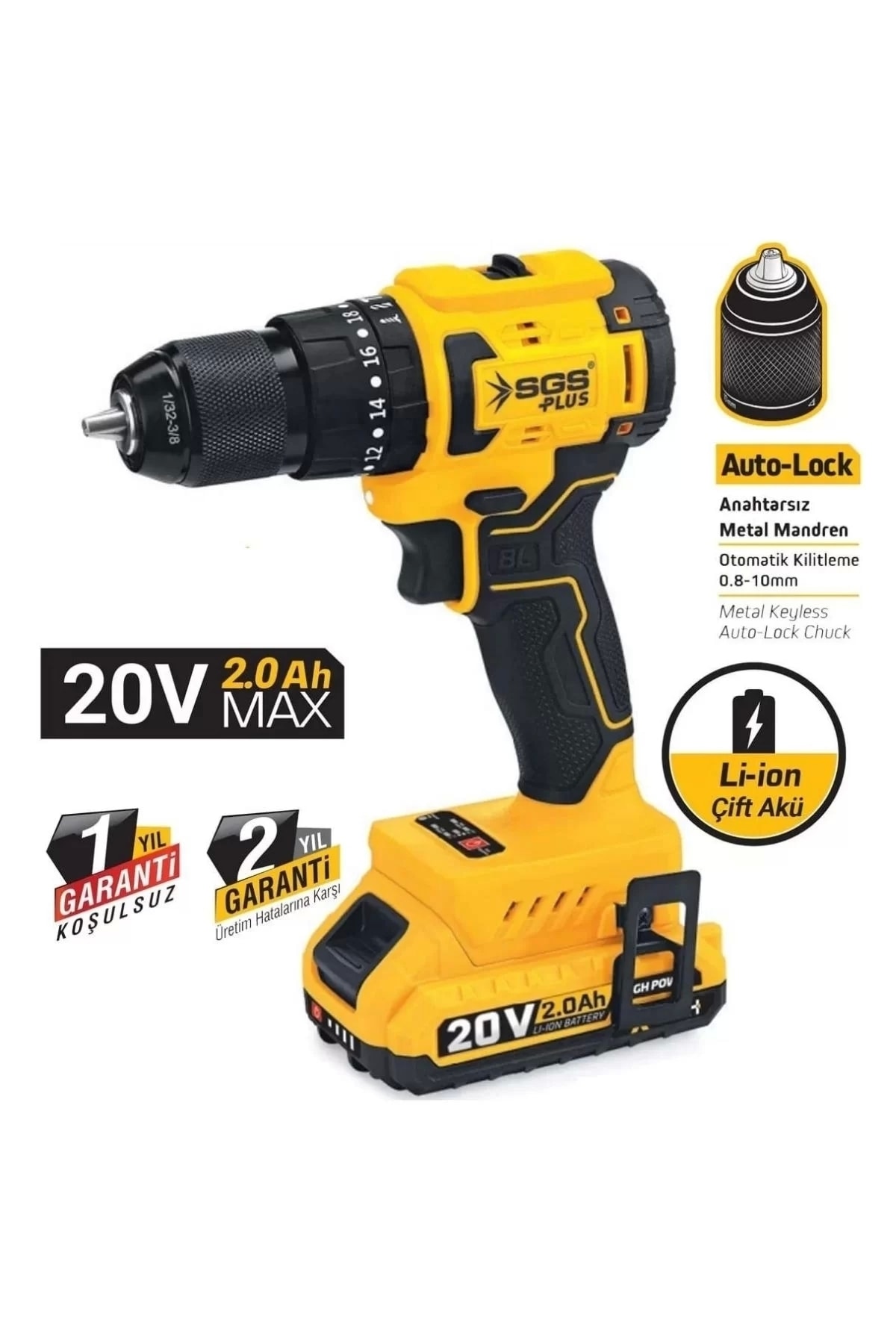 SGS 5530 Akülü Darbeli Matkap Ve Vidalama 20v 2.0 Ah.