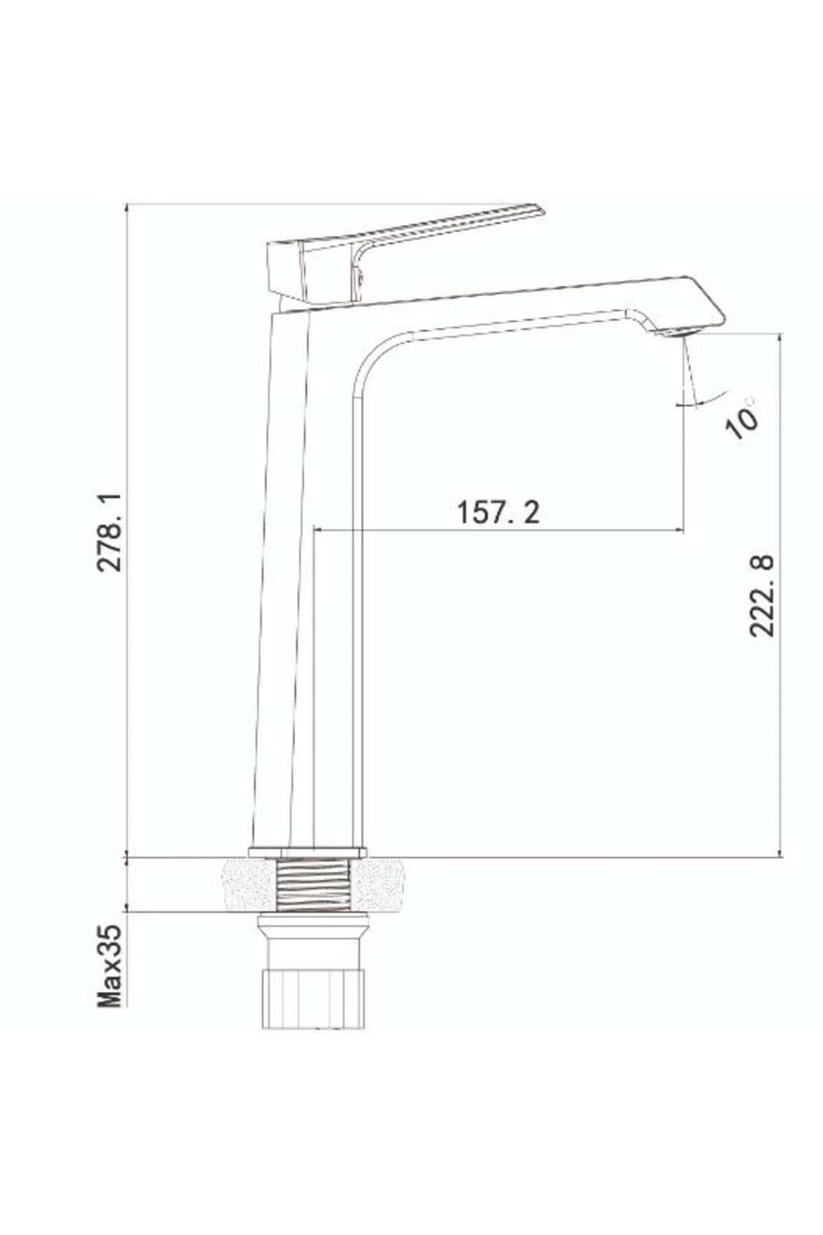 Stark Uzun Lavabo Armatürü - Gun Grey / Metalik Gri SK6500GR